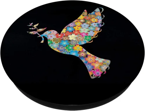Miniatura 2 de Flor Poder Pájaro Paz Dove Retro 70s Diseño - PopSockets Grip y Soporte para Teléfonos y Tabletas