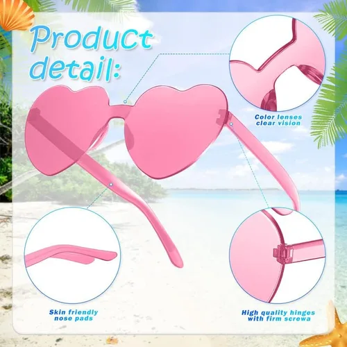Miniatura 3 de RTBOFY Heart Sunglasses for Fashion Party Queen Style,Rimless Heart Shaped Sunglasses for Women Party Favor