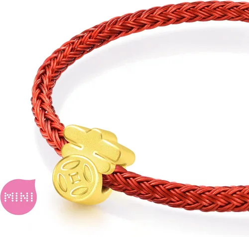 Miniatura 3 de CHOW SANG SANG 999 24K Solid Gold Mini Charm Lucky Chinese Character Blessing Charm Bracelet for Women 93082C