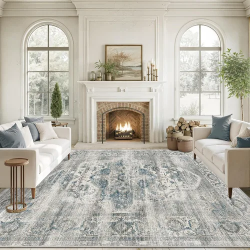 Miniatura 25 de Alfombra de pasillo lavable de 2 x 6 pies - Alfombras de cocina con respaldo antideslizante vintage suave estilo granja, alfombra de entrada