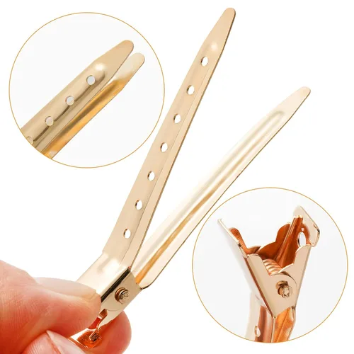 Miniatura 3 de 24 Paquetes de Pinzas Pico de Pato, Bantoye 2.75 Pulgadas Pinzas de Cocodrilo Rizadoras de Metal Antioxidante con Agujeros para Peinado del Cabello