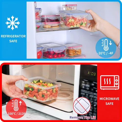 Miniatura 5 de 40 recipientes reutilizables de almacenamiento de alimentos con tapas herméticas, 100% de plástico a prueba de fugas, organizador de cocina de grado