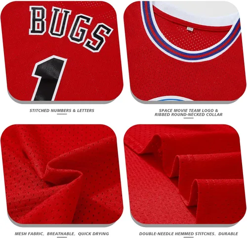 Miniatura 2 de Jersey de baloncesto para hombre Lola#10 Bugs#1 camisetas de película espacial de los años 90 para Halloween, hip hop, ropa de fiesta deportiva
