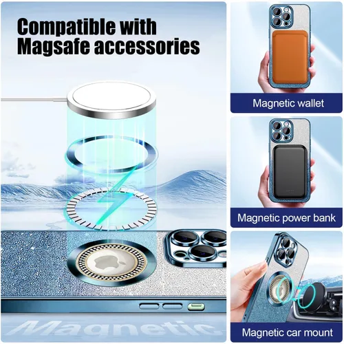 Miniatura 232 de Misscase Funda magnética con purpurina para iPhone 11 compatible con MagSafe, protección completa, delgada, a prueba de golpes, antiarañazos