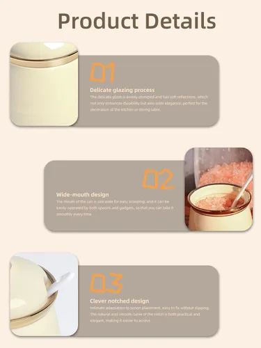 Miniatura 3 de Azucarero de 12 oz con tapa y cuchara, tarro de azúcar de cerámica simple, contenedor de azúcar, dispensador de azúcar, accesorios de barra de café