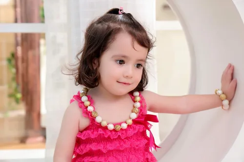 Miniatura 3 de vcmart Juego de collar y pulsera de cuentas de chicle grueso dorado para niñas como regalo, Plástico