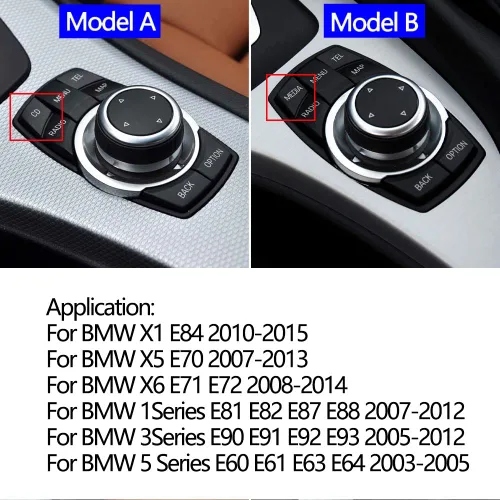 Miniatura 6 de Fundas de botón de control multifunción CIC iDrive CIC iDrive, color negro, 6 unidades, tapas de menú de consola central, repuesto para BMW