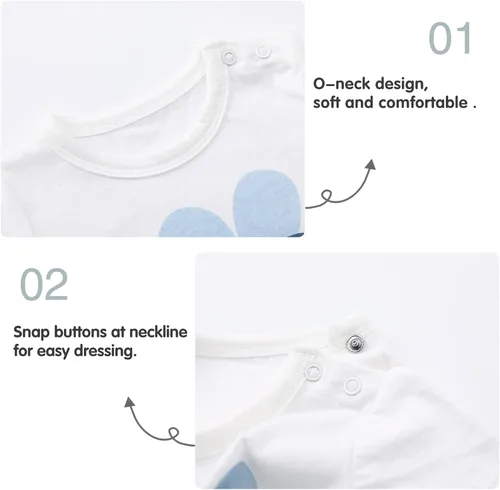 Miniatura 5 de pureborn Mameluco para bebé, paquete de 2 unidades, unisex, de algodón suave, de una pieza, para niños y niñas de 0 a 24 meses