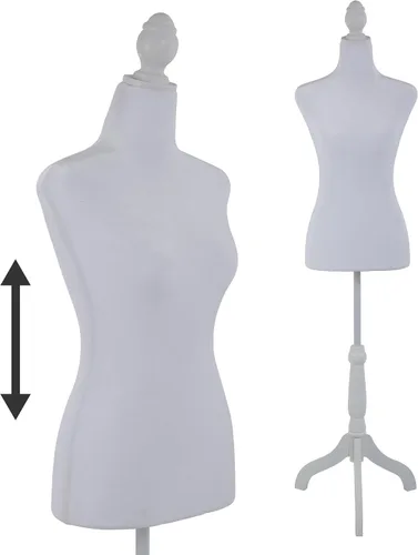 Miniatura 10 de Maniquí, maniquí de cuerpo femenino ajustable de 49.6-63.4 pulgadas, maniquí de vestido de madera maciza con soporte, maniquí de costura femenino