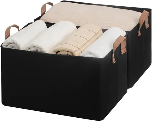 Miniatura 23 de StorageWorks Closet Storage Bins, Storage Baskets for Shelves, Closet Organizers and Storage Bins with Metal Frame, Handles, Beige, Cool Silky