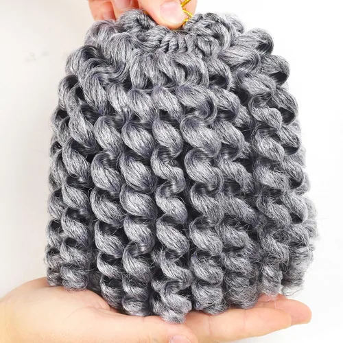 Miniatura 6 de 3 paquetes de 2 extensiones de cabello sintético de ganchillo de 8 pulgadas, rizado tipo varita con rizos jamaicanos, 20 raíces