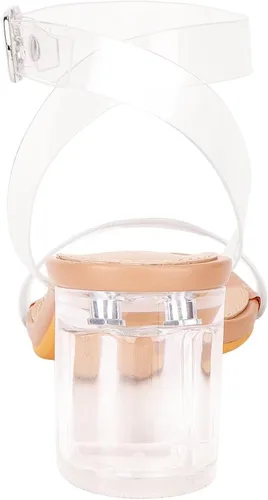 Miniatura 3 de ZriEy Sandalias de tacón transparente con tiras gruesas para mujer, de 2.2 pulgadas, puntera abierta, correa de tobillo ajustable, para bodas