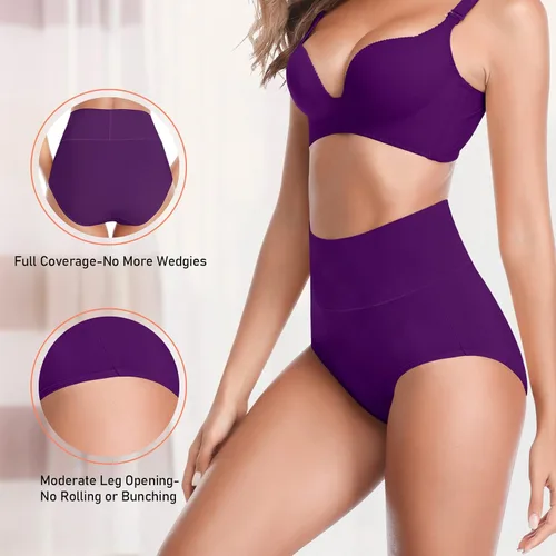 Miniatura 4 de Ropa interior de algodón de cintura alta para mujer, ropa interior suave súper elástica, bragas de cobertura completa para mujer