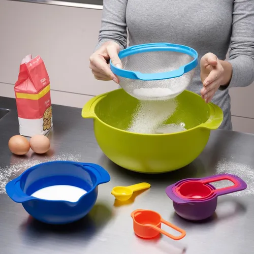 Miniatura 5 de Joseph Joseph Nest 9 Plus - Juego compacto de preparación de alimentos de 9 piezas con tazones para mezclar, tazas medidoras, tamiz y colador