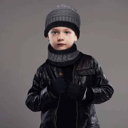 Miniatura 6 de Conjunto de bufanda de invierno para niños, gorro de punto para niños y niñas, as pictures shown