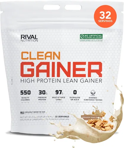 Miniatura 18 de RIVAL NUTRITION Clean Gainer Proteína en Polvo – 2.27KG Caramelo Salado – Alta Proteína para Masa Magra y Ganancia de Peso 550 Calorías, 30g