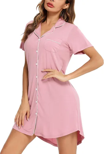 Miniatura 3 de FERDAT Camisón de pijama con botones para mujer, manga larga, talla S-XXL
