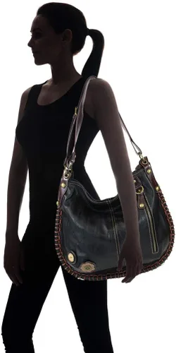 Miniatura 2 de Chala CONVERTIBLE Bolso tote grande Hobo MONKEY Cuero Vegano NEGRO, Negro