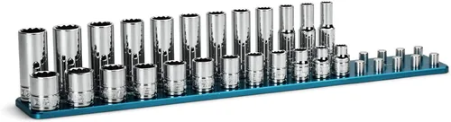 Miniatura 8 de Capri Tools Juego de llaves de 3/8 pulgadas de 12 puntos, SAE, poco profundas y profundas, de 1/4 a 7/8 pulgadas, 22 piezas