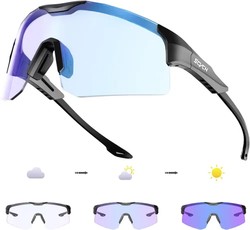 Miniatura 8 de SCVCN Gafas de ciclismo fotocromáticas para hombres y mujeres, UV400, gafas deportivas para jóvenes, a prueba de viento, para béisbol, golf 04