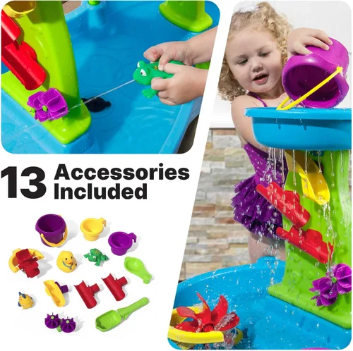 Miniatura 8 de Step2 Parque infantil con estanque de baño Splash Pond, juego sensorial de agua y arena para niños, juguetes de verano al aire libre, 13 piezas