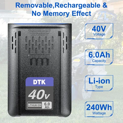 Miniatura 2 de DTK Repuesto para batería Kobalt 40V 6000mAh KPM1040A-03, KM-1640-06, KM 4040-06, baterías inalámbricas para herramientas eléctricas, 2 paquetes