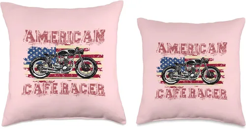 Miniatura 3 de American Cafe Racer Motorcycle Apparel and Merch American Cafe Racer Biker Men Women Adult Teens Boys Girls Throw Pillow, 16x16, Multicolor
