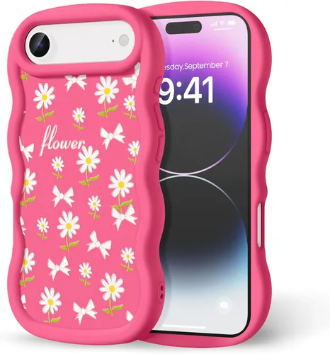 Miniatura 126 de Compatible con iPhone SE/8/7 Funda para Mujeres y Niñas, Marco Ondulado Rizado con Patrón Lindo, Estética Delgada Suave Silicona TPU Parachoques