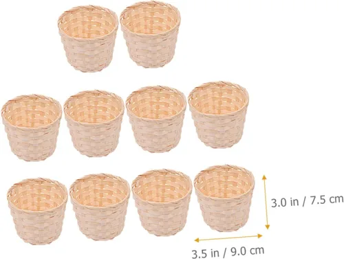 Miniatura 3 de Unomor 10 unids pequeña cesta apoyos snack Rattan Mini cesta tejida de madera para tejer cesta tejida cesta sauce comida bambú tejido flores cestas