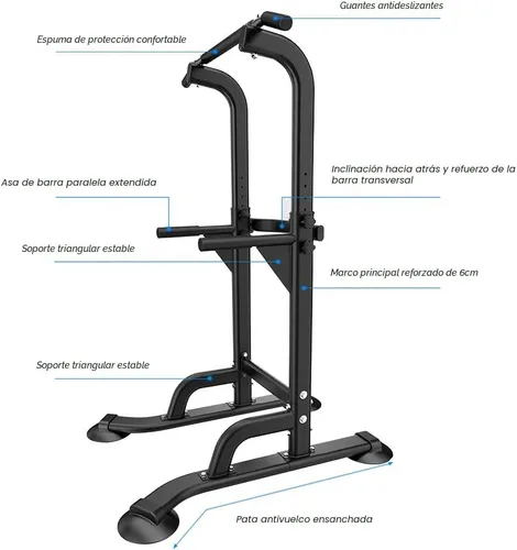 Miniatura 9 de SogesPower Power Tower Estación de Fondos Barra de Dominadas para Gimnasio en Casa con Altura Ajustable Equipo de Entrenamiento de Fuerza, Estación
