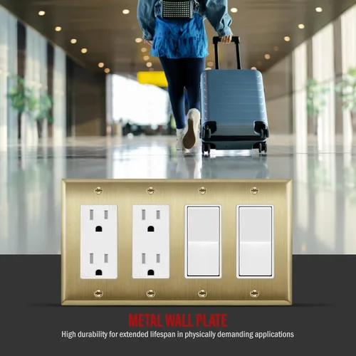 Miniatura 7 de ENERLITES Placa de pared metálica decorativa para interruptor o tomacorriente, acero inoxidable 201, resistente a la corrosión, tamaño 4-Gang 4.50