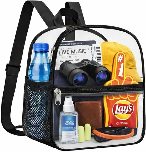 Miniatura 35 de Mochila transparente Oraben para eventos de estadio, mochila transparente para estadio 12x6x12, Negro, Pequeño