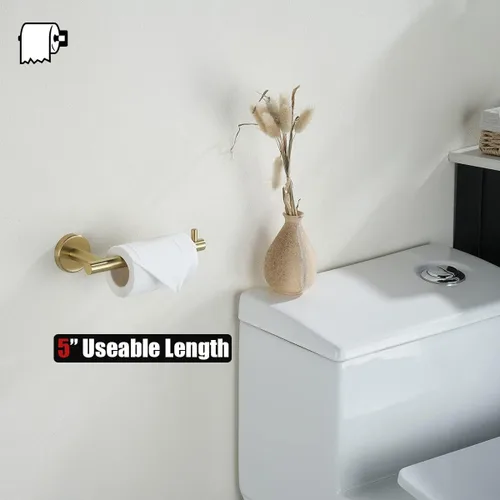 Miniatura 7 de JQK BAS105-BG - Juego de accesorios de baño de 5 piezas de latón dorado para pared, incluye toallero de 24 pulgadas, barra HT de 9 pulgadas, soporte