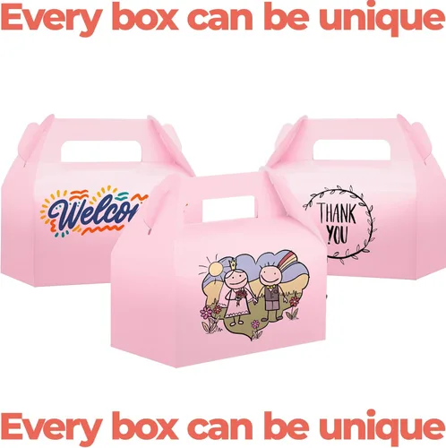 Miniatura 8 de UnicoPak Paquete de 30 cajas de regalo de fiesta a dos aguas rosadas, cajas de bolsas de regalos para golosinas, galletas, dulces, ideales