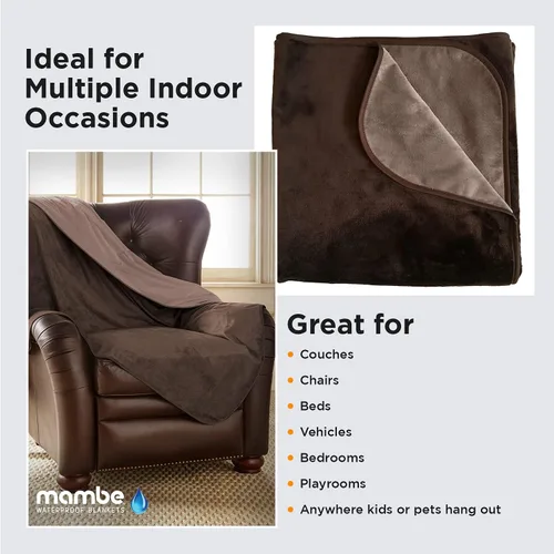 Miniatura 5 de Manta 100 % impermeable, sedosa, suave,para perros, gatos y personas, L Chocolate/Capuchino