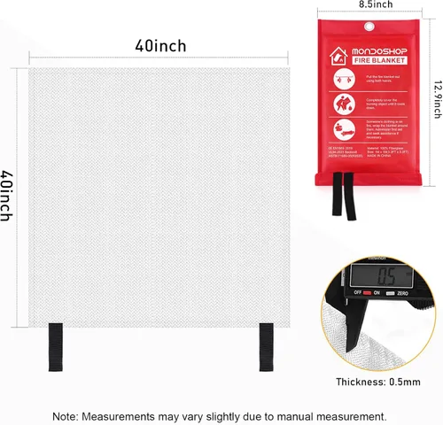 Miniatura 4 de Mondoshop Manta Ignífuga de Silicona para el Hogar - 40"x40" Mantas de Emergencia contra Incendios para Cocina, Mantas Ignífugas para Automóvil