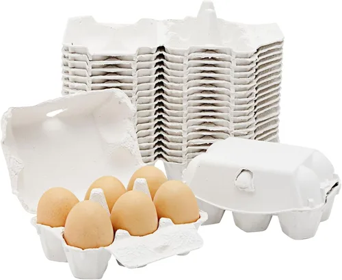 Juvale Media docena de cartones de huevos, paquete de 20 cartones reutilizables de pulpa comprimida para manualidades y mercados, color blanco,
