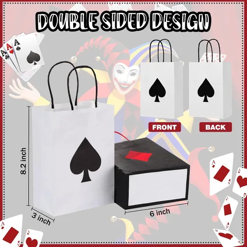 Miniatura 3 de Outus - 24 bolsas de regalo de fiesta de casino, suministros de decoración de fiesta temática de casino, 8.3 x 6 x 3 pulgadas, bolsas de papel