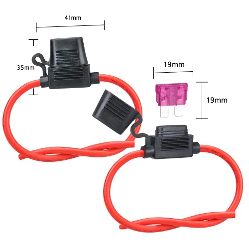 Miniatura 4 de Soporte para fusibles de 10 ga, paquete de 2 soportes para fusibles en línea MUYI calibre 10, relé de fusibles de hoja de coleta impermeable de 12 V