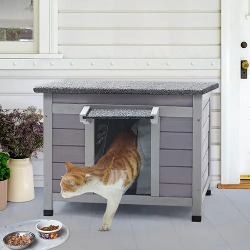 Miniatura 13 de Casa de Gatos al Aire Libre con Forro Aislado Resistente a la Intemperie para Gatos Salvajes para el Invierno