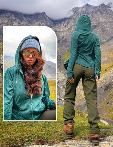 Miniatura 58 de TBMPOY Chaquetas con capucha y protección solar UPF 50+ para mujer, ligeras, de manga larga, para senderismo, exteriores, con cremallera completa
