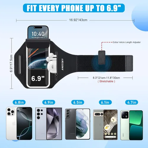 Miniatura 3 de Brazalete para correr con soporte para auriculares - Brazalete para teléfono de diseño 3D para iPhone 15/14/13 Pro/Plus y Galaxy S20/S10, soporte