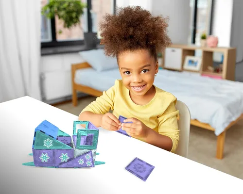 Miniatura 7 de Tytan Toys Disney Frozen - Azulejos magnéticos de castillo de princesa, juego de construcción STEAM de 68 piezas con azulejos con purpurina