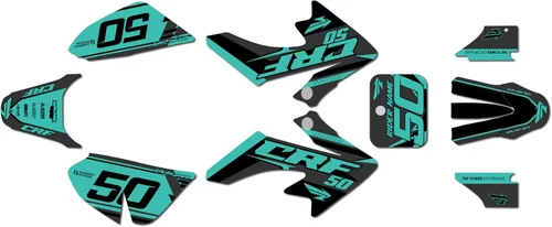Miniatura 11 de Kit de gráficos para Honda CRF 50 (2004-2012) Evolution Series Negro 09 Mil - Kit de calcomanías gráficas de carreras personalizadas para dirt bike