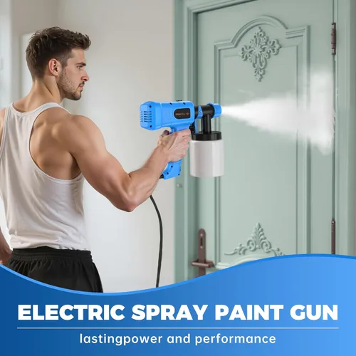 Miniatura 2 de Pulverizador de pintura de 400 W, pistola de pintura en aerosol Hvlp con 3 patrones de aerosol, ancho y flujo de pulverización ajustables, Azul