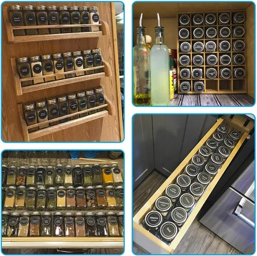 Miniatura 5 de AOZITA 24 frascos de vidrio para especias con etiquetas - botellas cuadradas vacías para especias de 4 onzas, recipientes, recipiente