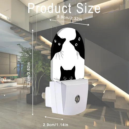 Miniatura 2 de Luz nocturna de gato, luces nocturnas de gato negro enchufables a la pared, lámpara LED con sensor de atardecer a amanecer, 0.5 W para niños, niñas