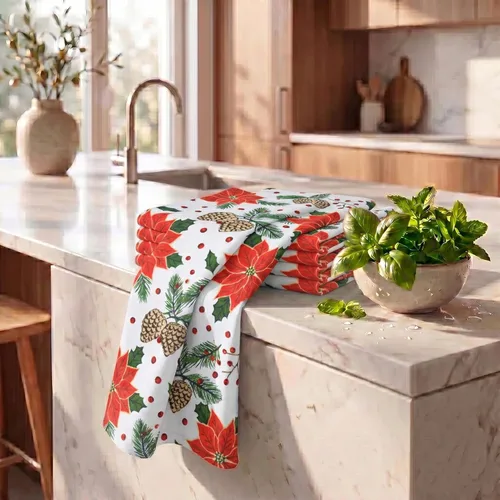 Miniatura 6 de Urban Villa Toallas de cocina de Navidad con estampado de piña, multicolor, de calidad premium, 100% algodón, trapos de cocina con esquinas 086