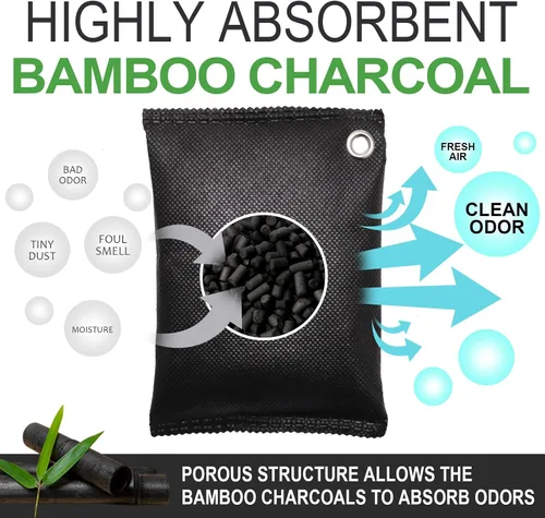 Miniatura 2 de Desodorante de carbón activado (11 x 3.53 oz), bolsas de purificación de aire de carbón de bambú, adecuadas para deshumidificar, hogar