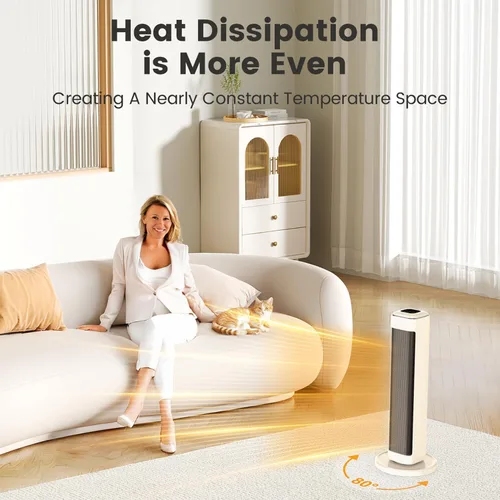 Miniatura 7 de Calentadores de espacio de 25 pulgadas para uso en interiores, habitaciones grandes, calentadores eléctricos para uso en interiores con termostato